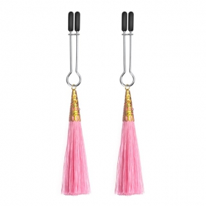 Зажимы на соски "Lovetoy" с розовыми кисточками